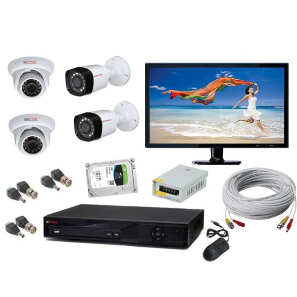 CP Plus 4 Channel DVR with 2 Indoor & 2 Outdoor CCTV Camera 19″ LED Monitor Surveillance Kit