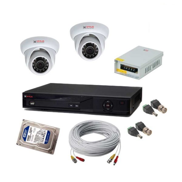 CP Plus 4 Channel DVR with 2 Indoor CCTV Camera Surveillance Kit