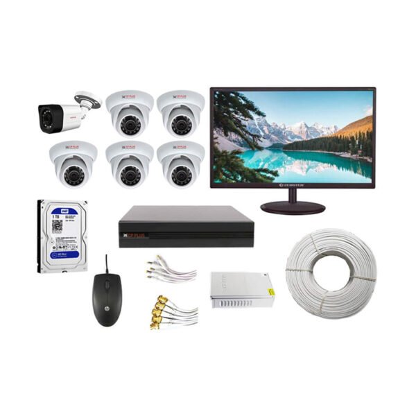 CP Plus 8 Channel DVR with 5 Indoor & 1 Outdoor CCTV Camera 19″ LED Monitor Surveillance Kit