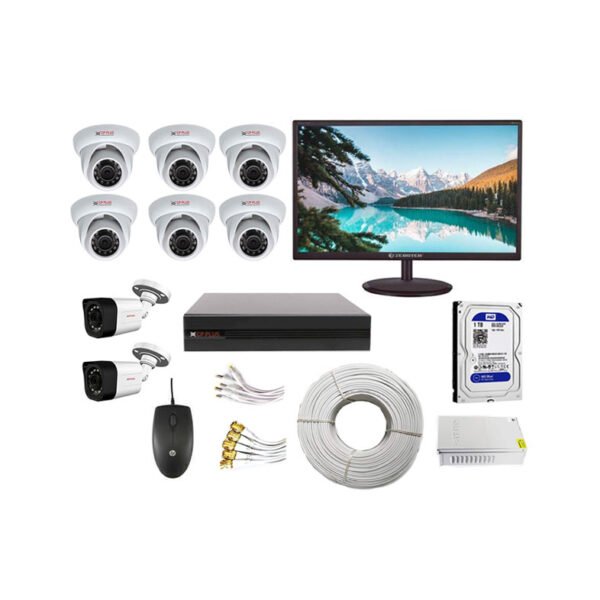 CP Plus 8 Channel DVR with 6 Indoor & 2 Outdoor CCTV Camera 19″ LED Monitor Surveillance Kit