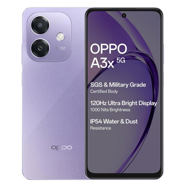 OPPO A3X 5G (Starry Purple, 4GB RAM, 128GB Storage)|6.67” HD+ 120Hz Refresh Rate Screen | 45W SUPERVOOC|with No Cost EMI/Additional Exchange Offers
