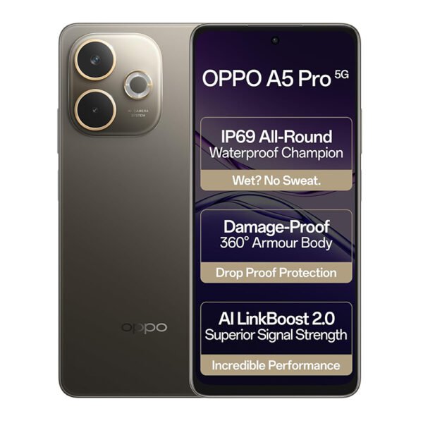 OPPO A5 Pro 5G (Mocha Brown, 8GB RAM, 256GB Storage)|6.67” HD+ 120Hz Refresh Rate Screen | 45W SUPERVOOC|with No Cost EMI/Additional Exchange Offers