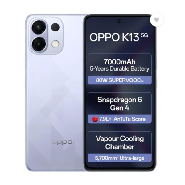 OPPO K13 5G with 7000mAh and 80W SUPERVOOC Charger in-The-Box, ICY Purple (8GB, 128GB)