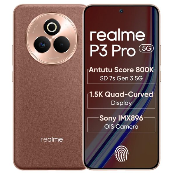 Realme P3 Pro 5G (Saturn Brown, 8GB RAM, 128GB Storage) | Snapdragon 7s Gen 3 | AMOLED Display | Dual Nano-SIM | 6000mAh Battery