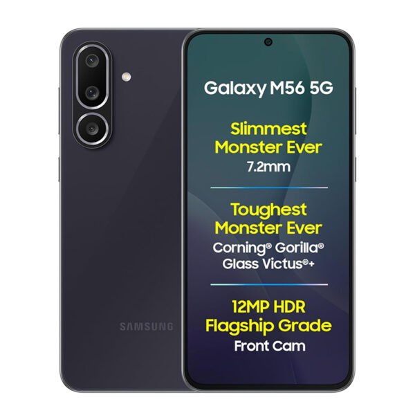 Samsung Galaxy M56 5G (Black, 8 GB RAM, 256 GB Storage) | Slimmest Phone in The Segment | Gorilla Glass Victus+ | 10 Bit HDR Video | Enhanced Nightography | 4nm Processor | Vapor Cooling Chamber