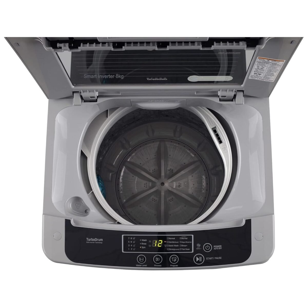 LG 8 Kg 5 Star Smart Inverter Technology TurboDrum Fully Automatic Top Loading Washing Machine (T80SKSF1Z, Smart Diagnosis, Digital Display, Middle Free Silver) - Image 2