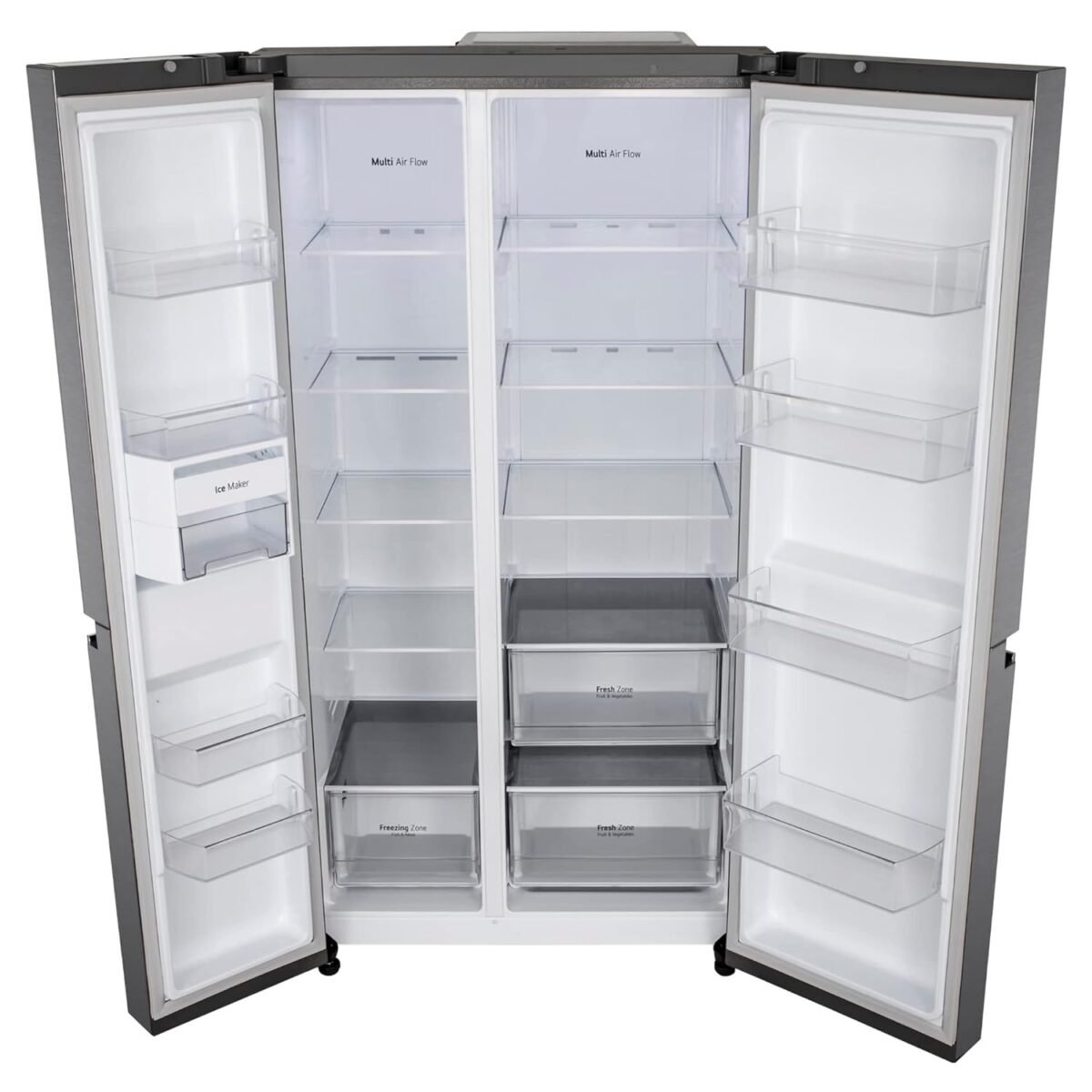 LG 655 L Frost-Free Smart Inverter Double Door Side-By-Side Refrigerator (GL-B257HDSY, Dazzle Steel, Express Freeze | Multi Air-Flow) - Image 2