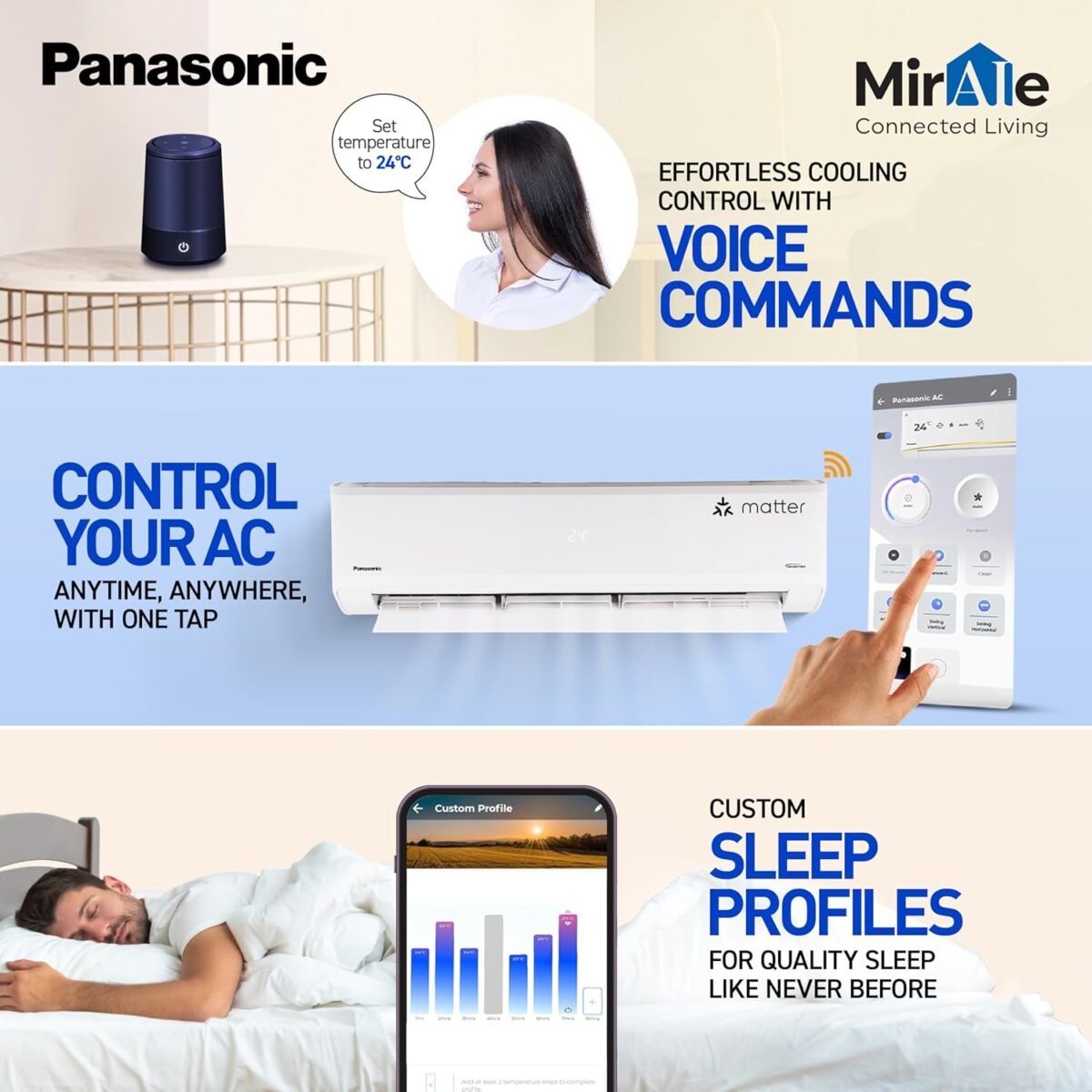 Panasonic 1.5 Ton 5 Star Premium Wi-Fi Inverter Smart Split AC (Matter Enabled, Higher Airflow, Copper Condenser, 7in1 Convertible, True AI, 4-Way, PM 0.1 Filter, CS/CU-NU18AKY5WX, White) - Image 2
