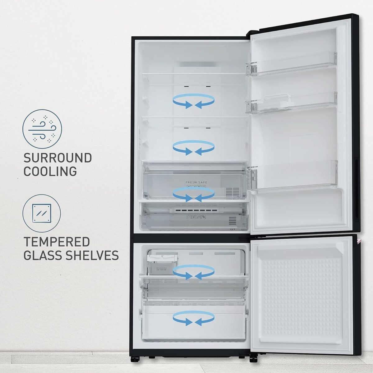 Panasonic 450L 2 Star Prime Convertible 6-Stage Smart Inverter Frost-Free Double Door Bottom Mount Refrigerator (NR-BK465BQKN,Diamond Black,Jumbo Fresh Vegetable Basket,Net Capacity 401L) - Image 2