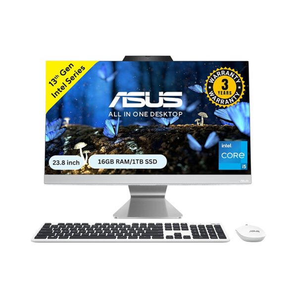 ASUS A3402, 23.8" FHD, 13th Gen, Intel Core i5-1335U, All-in-One PC (16GB RAM/1TB SSD/Windows 11/Office 2021/White/5.4 Kg),with Wireless White Keyboard & Mouse, 3 Years Warranty, A3402WVA-WPC005WS