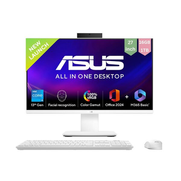 ASUS AiO V470,13th Gen Intel Core i5-13420H, 27" FHD,100Hz,All-in-Onble Cboard & Mouse/amere PC(16GB RAM/1TB SSD/Windows 11/Office 24/Retractaa/with Wireless KeyM365 Basic (1Year)*) V470VA-KWPE005WS