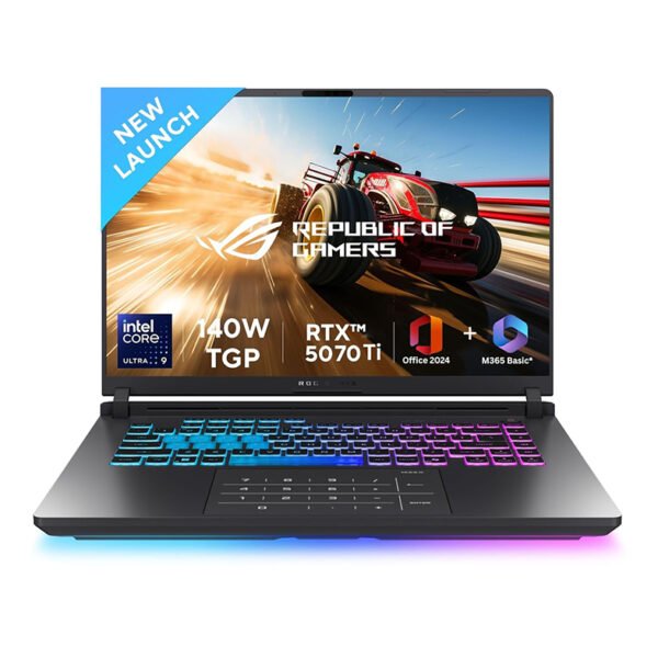 ASUS ROG Strix G16,Intel Core Ultra 9 275HX Gaming Laptop(RTX 5070-12GB/140W TGP/32GB/1TB/2.5K QHD+/16"/240Hz/Windows 11/M365 Basic (1Year)*/Office Home 2024/Eclipse Gray/2.65 Kg) G615LR-S5190WS