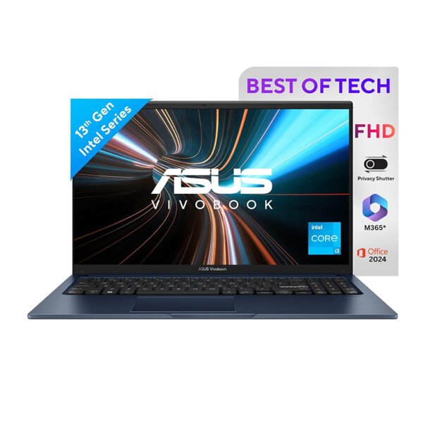 ASUS Vivobook 15,13th Gen,Intel Core i3-1315U (Intel UHD /16GB RAM/512GB SSD/FHD/15.6"/60Hz/Win 11/M365 Basic (1Year)*/Backlit Keyboard/Office Home 2024/Quiet Blue/1.70 kg) X1504VA-NJ2325WS