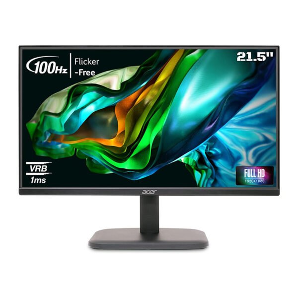 Acer EK220Q 21.5 Inch (54.61 cm) Full HD (1920x1080) Pixels VA Panel LCD Monitor with LED Back Light I 1 MS VRB, 100Hz Refresh I 250 Nits I HDMI & VGA Ports with HDMI Cable I Eye Care Features (Black)
