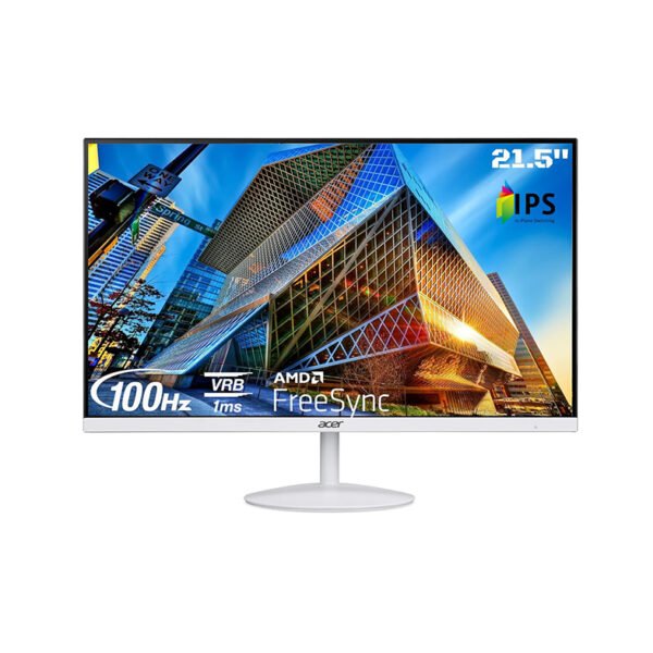 Acer SA222Q 21.5 Inch Full HD IPS Ultra Slim (7.2mm Thick) Backlight LED LCD Monitor I Zero Frame I 100Hz Refresh I 1 MS VRB I AMD Free Sync I 1xHDMI 1xVGA I Eye Care Features I Tilt Option I White