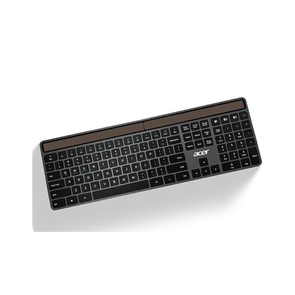 Acer Solaris Solar Powered Bluetooth Keyboard, 109-Key Wireless Keyboard with Super-Capacitor, Multi-Device BT 5.0, Type-C Emergency Charging, 10m Range, for Windows, Mac, Android, Space Grey