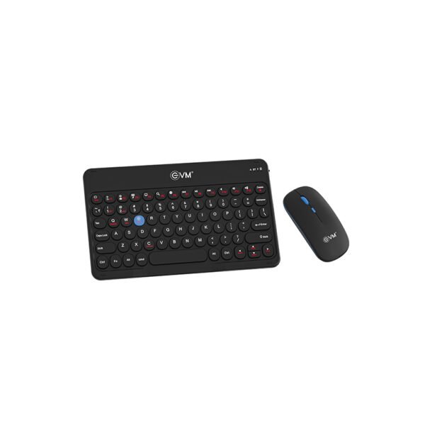 EVM EnArc Wireless Keyboard and Mouse Combo, Rechargeable Battery, Bluetooth 5.0 + 2.4G, Slim and Portable, Silent Click, Black (WLKM&EWLM-360)