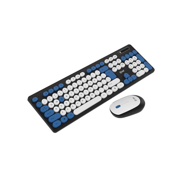 EVM Wireless Rounded Key Keyboard & Mouse Combo - 2.4G, Plug and Play, 10m Range, 112 Keys, 1000DPI Resolution, Height Adjust - 1 Year Warranty (EVM-WLKM-045)