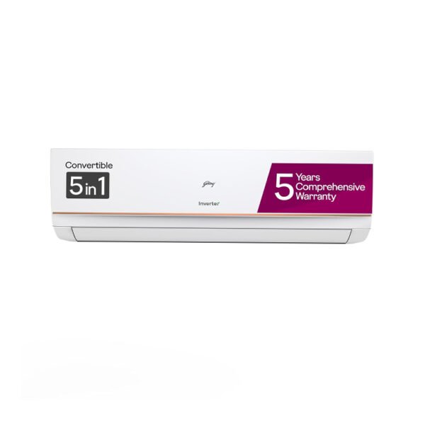 Godrej 1 Ton 3 Star, 5 Years Comprehensive Warranty, 5-In-1 Convertible Cooling, Inverter Split AC (Copper, I-Sense Technology, AC 1T EI 12TINV3R32-GWA Split, White)