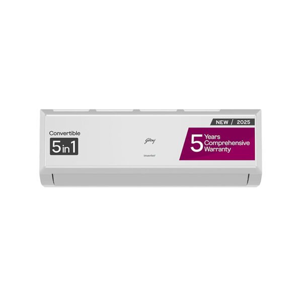 Godrej 1.5 Ton 3 Star, 5 Years Comprehensive Warranty, 5-In-1 Convertible Cooling, Inverter Split AC (Copper, 2025 Model, Heavy duty cooling at 52 °C, AC1.5T EI 18P3T WZT 3S, White)