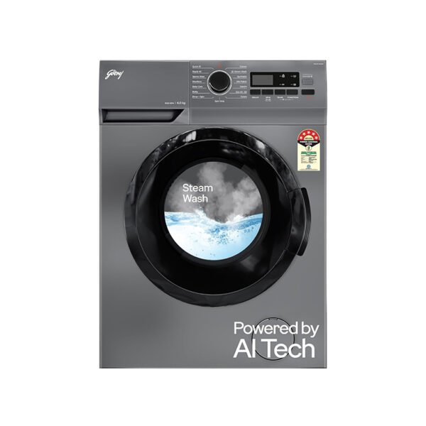 Godrej 6 Kg Eco-Wash With Steam Wash Fully-Automatic Front Load Washing Machine (WFEON ARG 6010 5.0, Silver Stream)
