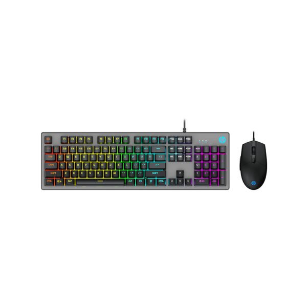HP KM300F Wired USB Gaming Keyboard and Mouse Set, Membrane Backlit, 26 Keys Anti-Ghosting, 3 LED Indicators & 3D 6K USB Mouse with 6400DPI,Six-Speed Cyclic Resolution Switching, Black