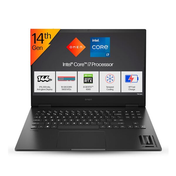 HP OMEN Gaming, 14th Gen Intel Core i7-14650HX, 16GB DDR5, 1TB SSD, 8GB NVIDIA RTX 4060, 16.1-inch(40.9cm), 144Hz, IPS, FHD Laptop, Backlit KB, HyperX audio (Win 11, Office 21, Black, 2.39kg) wf1096TX