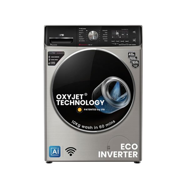 IFB 10Kg 5 Star with Deep Clean Oxyjet Technology, AI Powered, Fully Automatic Front Load Washing Machine (EXECUTIVE PLUS VSC 1014, Steam Refresh Program, Wi-Fi, Eco Inverter, SUS VCM, silver)