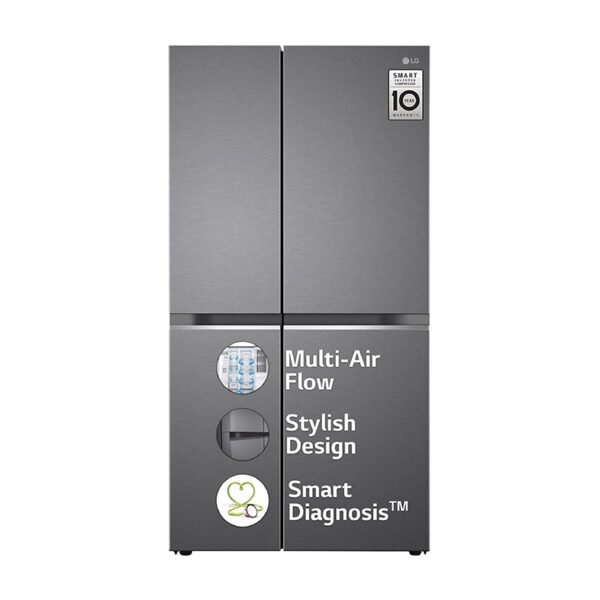 LG 655 L Frost-Free Smart Inverter Double Door Side-By-Side Refrigerator (GL-B257HDSY, Dazzle Steel, Express Freeze | Multi Air-Flow)