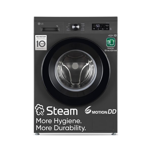 LG 7 Kg, 5 Star, Direct Drive Technology, Steam Wash, 6 Motion DD, Fully-Automatic Front Load Washing Machine (FHB1207Z2M, Allergy Care, In-Built Heater, Touch Panel, Middle Black)