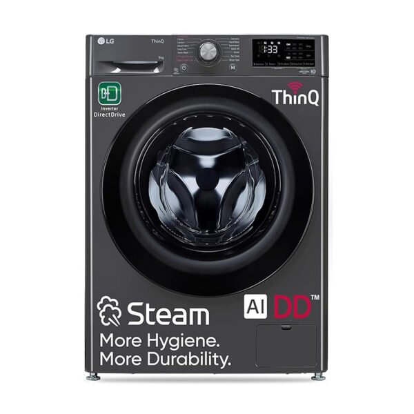 LG 9 Kg, 5 Star, AI Direct Drive Technology, Steam, 6 Motion DD & Wi-Fi Fully-Automatic Front Load Washing Machine (FHP1209Z5M, Intelligent & Convenient Fabric Care, Allergy Care, Middle Black)