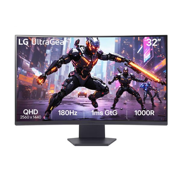 LG Ultragear™ 32GS60QC (32 inch) QHD 1000R Curved Gaming Monitor (2560 x 1440) with 180Hz, 1ms, AMD FreeSync™, HDR10, VESA Certified, HDMIx2 DisplayPort, 3-Side virtually Borderless - Black
