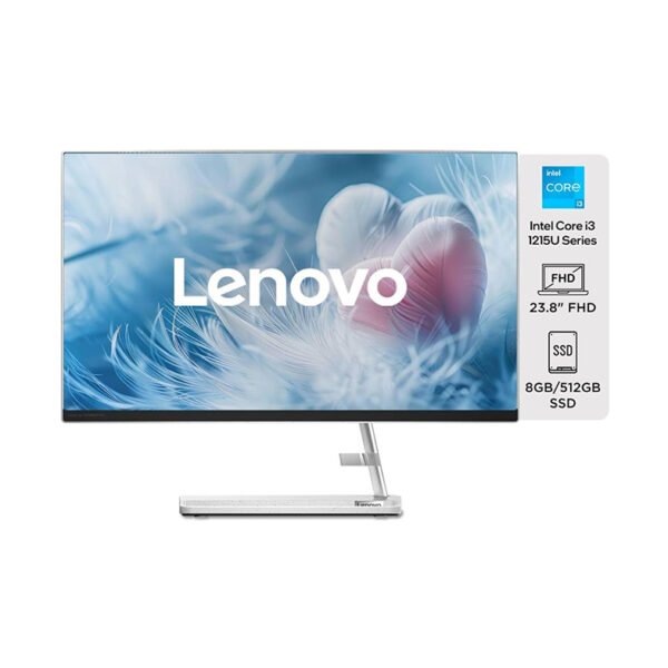 Lenovo IdeaCentre AIO 3 12th Gen Intel i3 23.8" FHD WVA 3-Side Edgeless All-in-One Desktop with Alexa Built-in (8GB/512GB SSD/Win11/MS Office 2021/HD 720p Camera/Wireless Keyboard & Mouse) F0GH017DIN