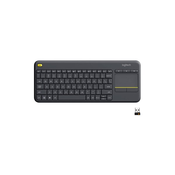 Logitech K400 Plus Wireless Touch TV Keyboard with Easy Media Control and Built-in Touchpad, HTPC Keyboard for PC-Connected TV, Windows, Android, Chrome OS, Laptop, Tablet - Black