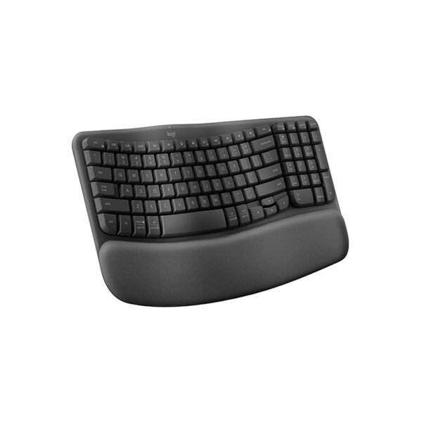 Logitech Wave Keys Wireless Ergonomic Keyboard with Cushioned Palm Rest, Comfortable Natural Typing, Easy-Switch, Bluetooth, Logi Bolt Receiver, for Multi-OS, Windows/Mac - Graphite