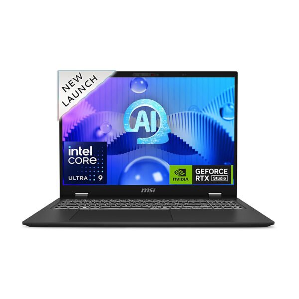 MSI Prestige 16 AI Studio,Intel Core Ultra 9 185H,Built-in AI,41CM UHD+ OLED Thin and Light Laptop(32GB/1TB NVMe SSD/Windows 11 Home/NVIDIA GeForce RTX 4060, GDDR6 8GB/Stellar Grey/1.9Kg),B1VFG-069IN