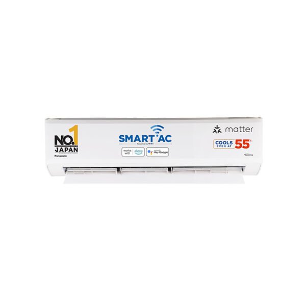 Panasonic 1.5 Ton 5 Star Premium Wi-Fi Inverter Smart Split AC (Matter Enabled, Higher Airflow, Copper Condenser, 7in1 Convertible, True AI, 4-Way, PM 0.1 Filter, CS/CU-NU18AKY5WX, White)