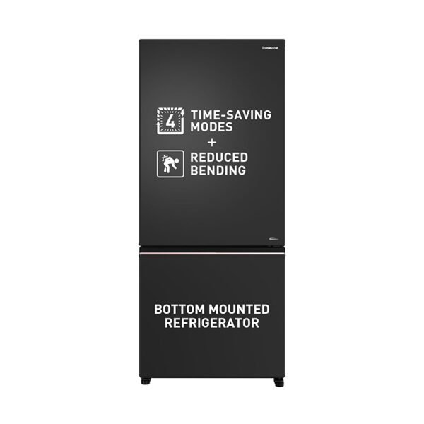 Panasonic 450L 2 Star Prime Convertible 6-Stage Smart Inverter Frost-Free Double Door Bottom Mount Refrigerator (NR-BK465BQKN,Diamond Black,Jumbo Fresh Vegetable Basket,Net Capacity 401L)