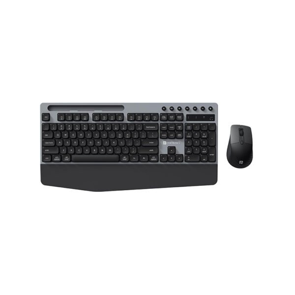 Portronics Key10 Combo Wireless Keyboard and Mouse Set with Wrist Rest, Multimedia Hotkeys, USB Receiver, Adjustable DPI, AI Assistance, Long Key Life & Click Life for PC & Laptop (Grey)