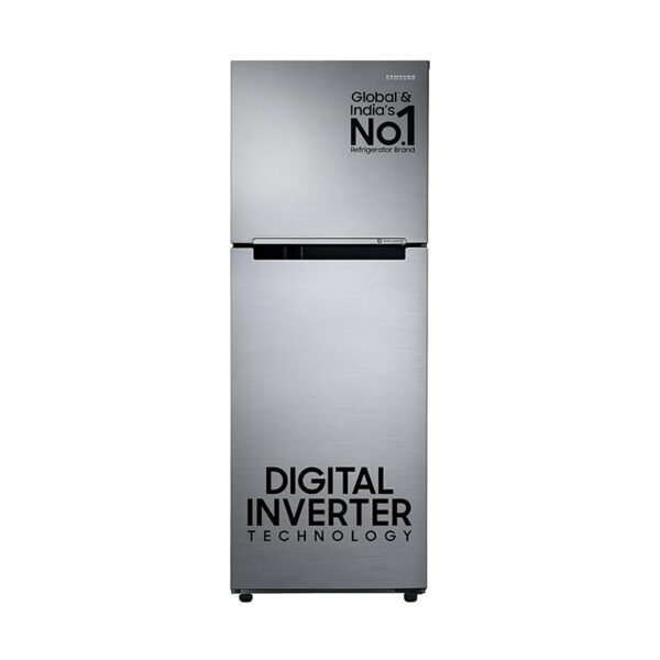 Samsung 236 L, 3 Star, Digital Inverter, Frost Free Double Door Refrigerator (RT28C3053S8/HL, Silver, Elegant Inox)