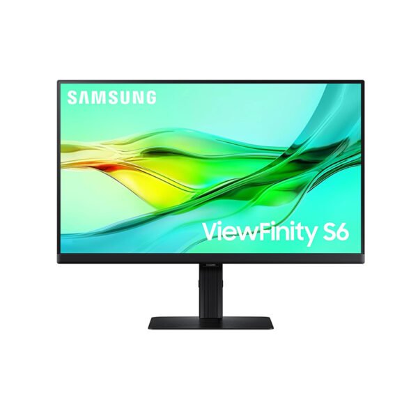 Samsung 24-Inch(60.45cm) QHD ViewFinity S6 Monitor, IPS, USB Type-C, 100 Hz, LAN Port, DP, HDR10, KVM Switch, Easy Setup, Height Adjustable Stand, Eye Care Technology (LS24D604UAWXXL, Black)
