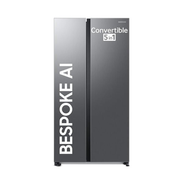 Samsung 653 L, 3 Star, Frost Free, Double Door, Convertible 5-in-1 Digital Inverter, Side By Side AI Enabled Smart Refrigerator with WiFi (RS76CG8003S9HL, Silver, Refined Inox)