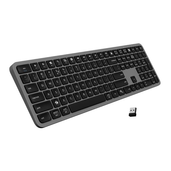 ZEBRONICS K5002MW Slim Wireless Keyboard with in-Built Battery, Copilot AI Key, Windows | Mac | iOS | Android, Scissor Switch, 3 Bluetooth + 2.4Ghz, 109 Keys, 13 Multimedia Keys, Type C Charging