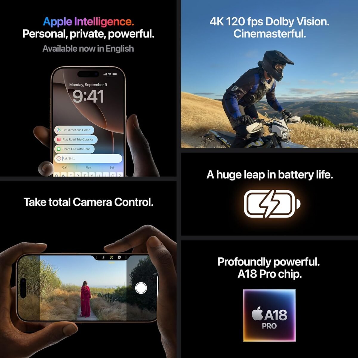 iPhone 16 Pro Max 256 GB: 5G Mobile Phone with Camera Control, 4K 120 fps Dolby Vision and a Huge Leap in Battery Life. Works with AirPods; Desert Titanium - Image 2