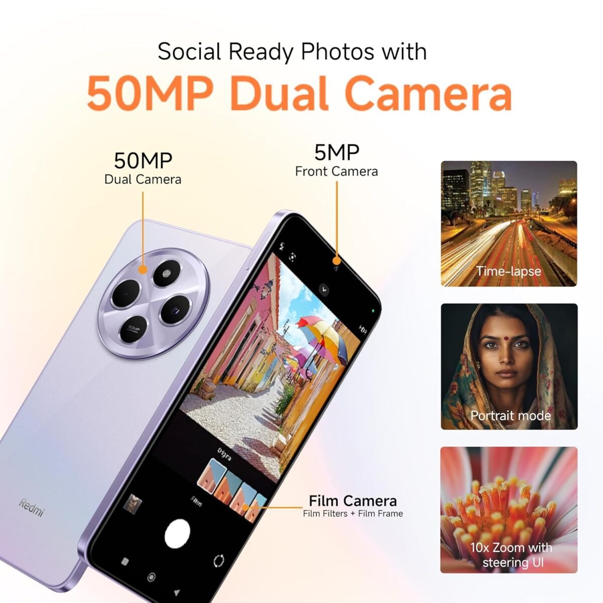 Redmi A4 5G (Sparkle Purple, 6GB RAM, 128GB Storage) | Global Debut SD 4s Gen 2 | Segment Largest 6.88in 120Hz | 50MP Dual Camera | 18W Fast Charging - Image 2