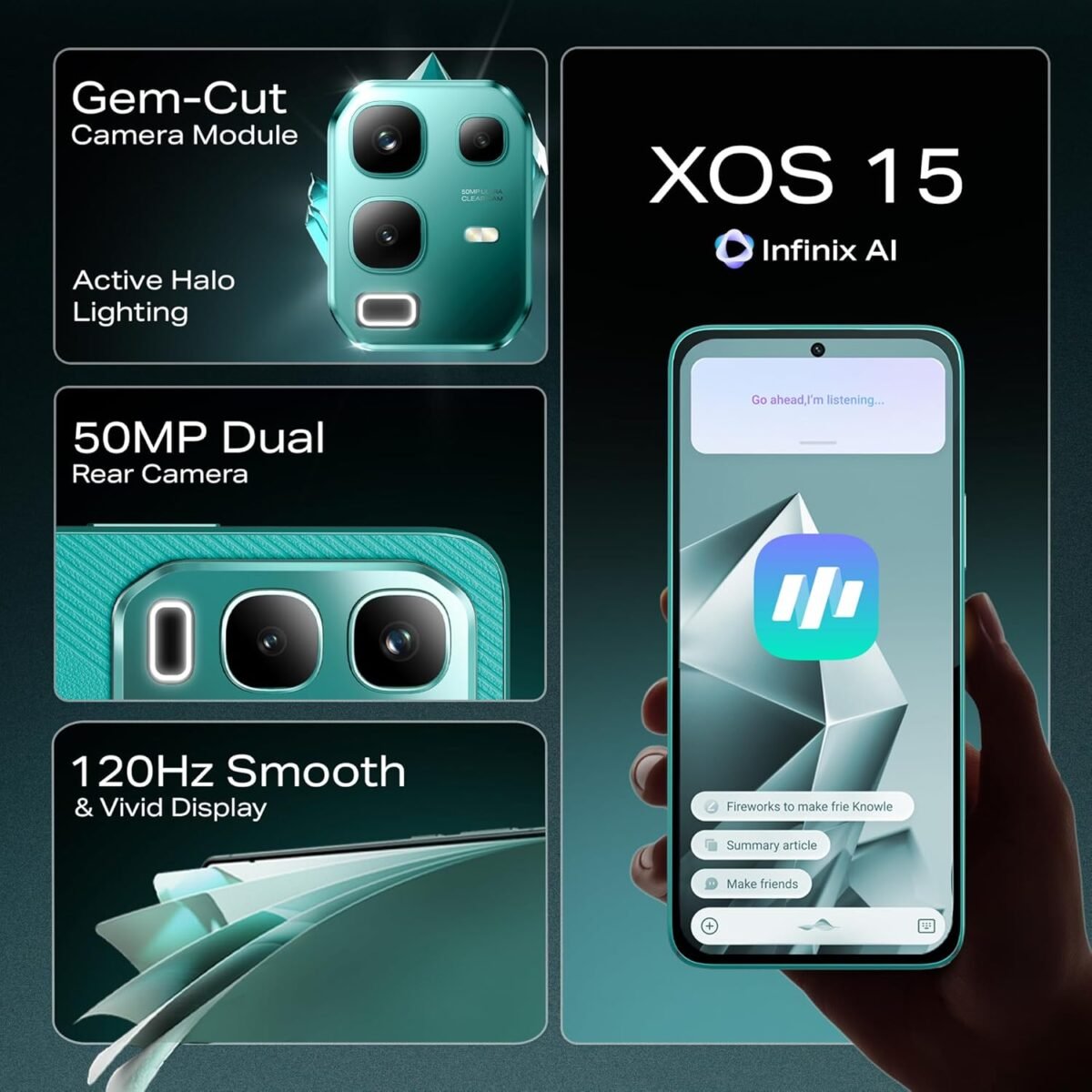 Infinix Note 50x 5G+ (Sea Breeze Green, 6GB RAM, 128GB Storage) | MediaTek D7300 Ultimate | 90FPS BGMI Gaming | 5500mAH Battery with 45W FastCharge | 650K+ AnTuTu AI - Image 2
