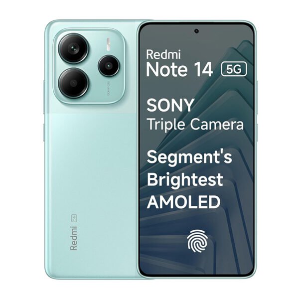 Redmi Note 14 5G (Ivy Green, 8GB RAM 128GB Storage) | Global Debut MTK Dimensity 7025 Ultra | 2100 nits Segment Brightest 120Hz AMOLED | 50MP Sony LYT 600 OIS+EIS Triple Camera