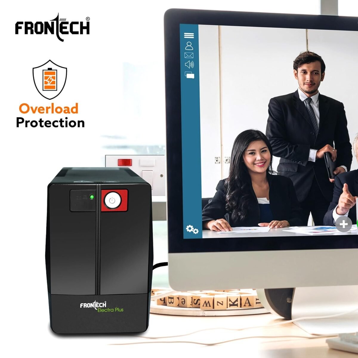 FRONTECH UPS Electra Plus 600VA/360W, Uninterrupted Power Supply System, Maintenance Free Battery, LED Indicator, Power Backup & Protection for Home/Office PC, Desktop and Other Electronics, (2564) - Image 2