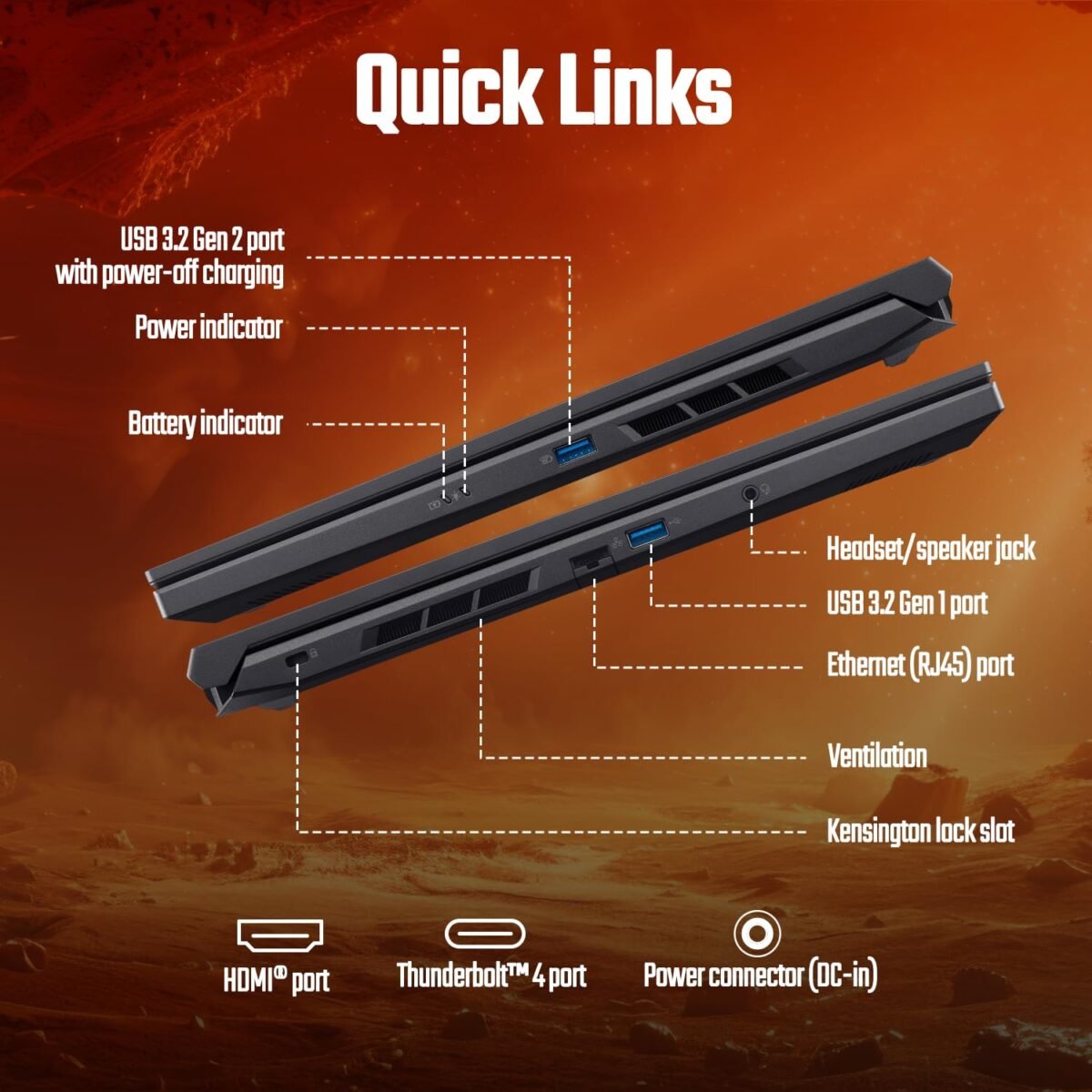 Acer Nitro V 16, Intel Core i5-14th Gen 14450HX Processor,RTX 4050-6 GB GDDR6,16GB/512 GB,WUXGA IPS, 16.0"/40.64cm, 165 Hz, Win 11 Home,Obsidian Black,2.5 kg, ANV16-71, Backlit kB, Gaming Laptop - Image 2