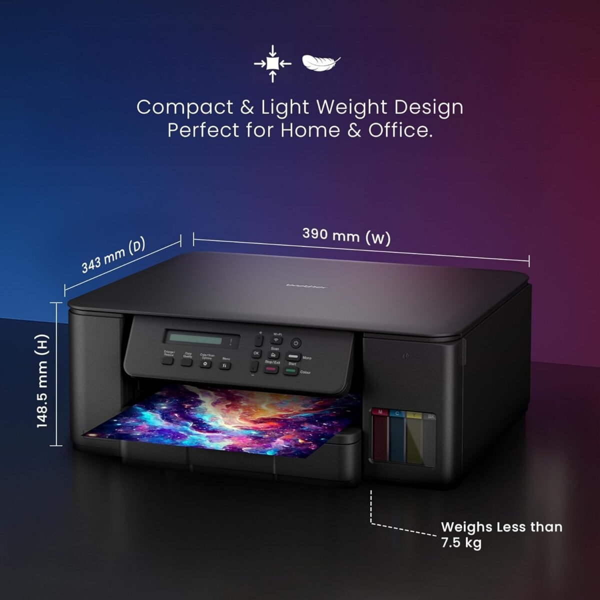 Brother Ink Tank DCP-T535DW New Launch (Print Scan Copy) WiFi Auto Duplex Printer, 128MB Memory, Print Pages Upto 15K in Black & 5K in Color Each (CMY) Get an Extra Black Ink Bottle, - Image 2